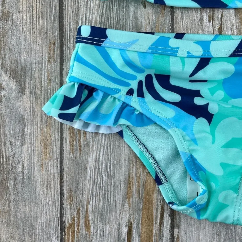 Toddler Girl Tropical Print Ruffle Tankini Swimsuit Two-Piece, Size 2T